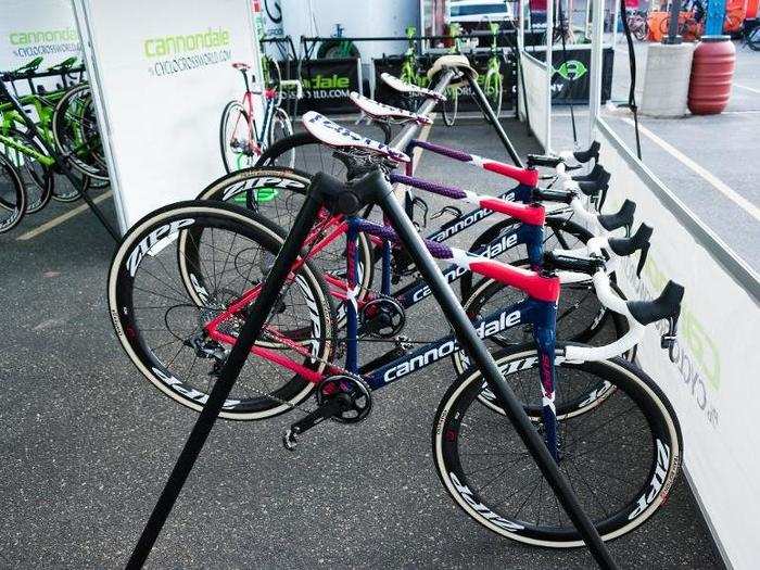 Hyde has six identical bikes, four of which were on display at Waterloo, including one with road tires.