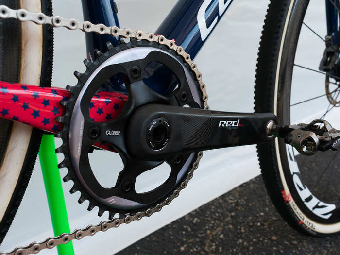 On the fast Wisconsin track, Hyde ran a 42-tooth single chainring — aka SRAM 1x — while SRAM