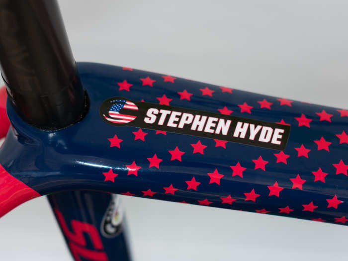 The custom Cannondale C is a nice touch for the American champ.