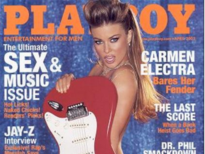 [44 covers] 2003: Carmen Electra has appeared on Playboy 44 times in 21 countries, including three times in the US between 2000 and 2009. Electra became most well known after her role in "Baywatch," but her American covers came out much later.