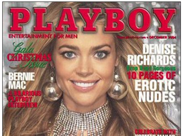 [6 covers] 2004: Denise Richards has been a Playboy cover model in six countries. Her American cover shot was taken just five months after giving birth to her second child, Lola Rose.
