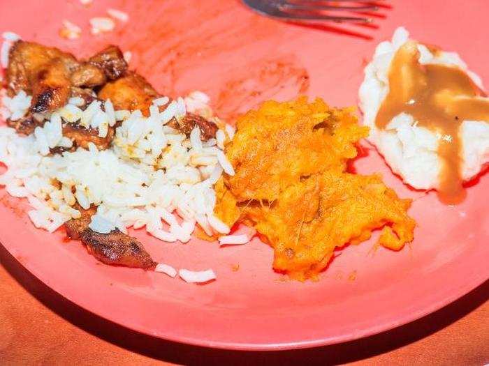 Another plate, another batch of carbs. A few years ago, Golden Corral tried to cash in on some trends with the Bourbon Chicken. It was fine! We came in with low expectations and they were not exceeded. Sigh.