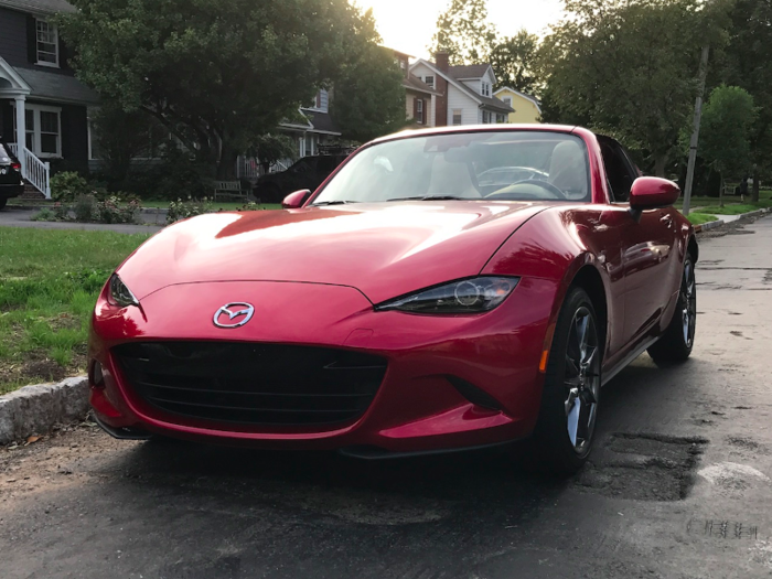 The MX-5 Miata RF arrived at our suburban New Jersey test center wearing an absolutely gorgeous "Soul Red Metallic" paint job. The interior for the Grand Touring trim level was "Tan Red," a succulent leather.