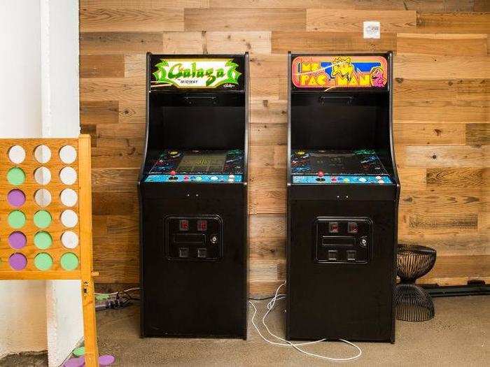 ... as are vintage arcade games like Galaga and Ms. Pac-Man.