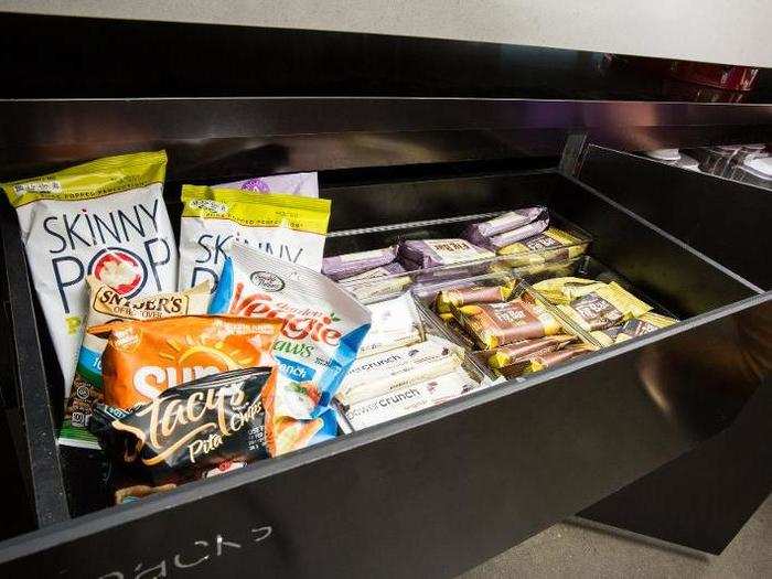 The snack drawer is full. All of the snacks that are up for grabs here are also offered for sale on Jet.