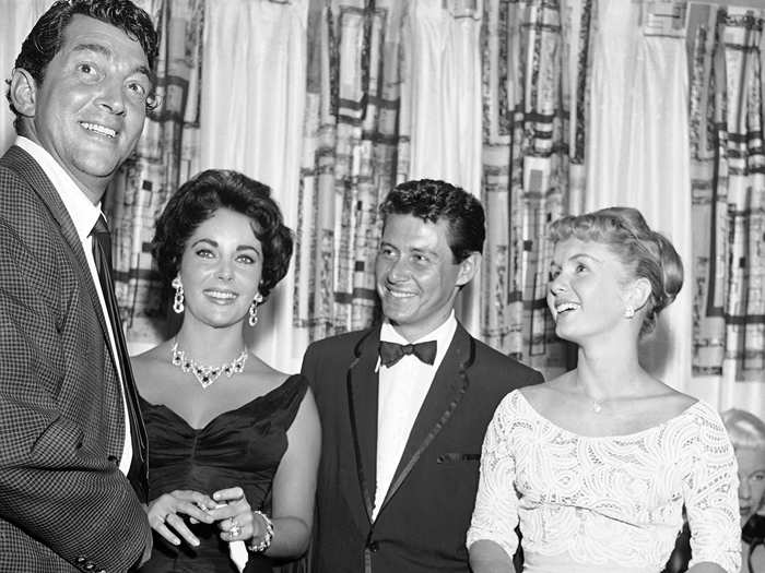 Martin, Elizabeth Taylor, Eddie Fisher, and Debbie Reynolds partied at the Tropicana Hotel in 1958.