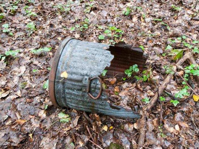 But there are signs of previous habitation everywhere, like this corroding trash can.