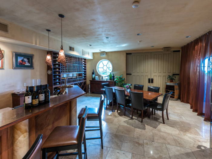 A photo taken inside a tasting room at Signorello Estate winery shows a circular window.