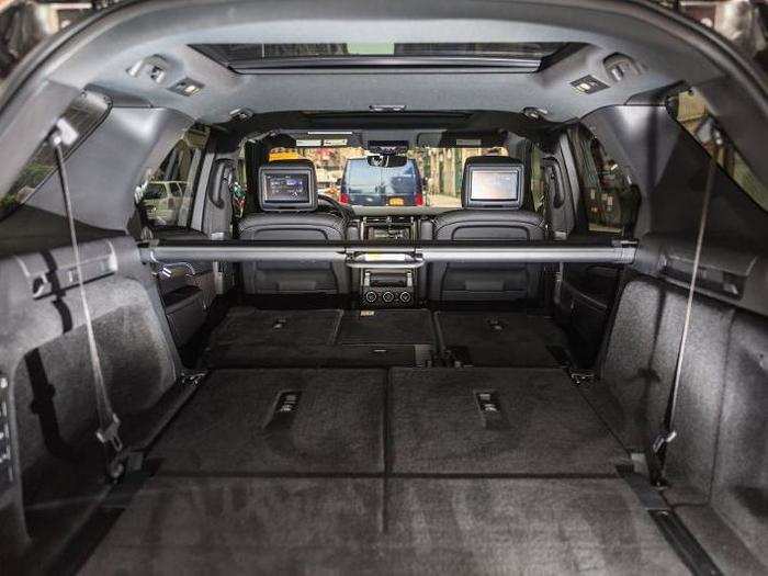 With the second and third-row seats folded down, the Discovery boasts 77 cubic feet of cargo room. To help make loading easier, Land Rover