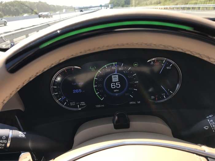 In a Tesla running Autopilot, when everything lights up blue, the system is active. With Super Cruise, green means go.