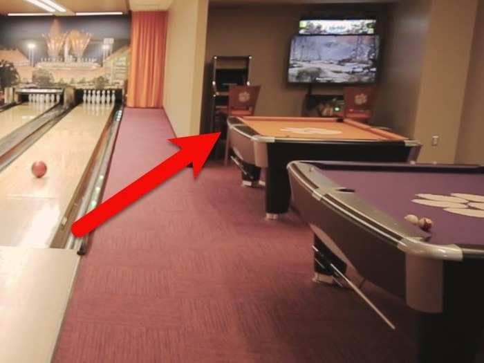 To the right of those are pool tables and arcade games. There is also a golf simulator, a Pop-a-shot game and multiple ping-pong tables.