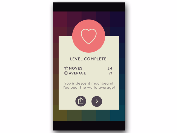When you get to the second stage, the game will start showing you how you stack up against other players. This can be gratifying if you complete the level in fewer moves than the average.