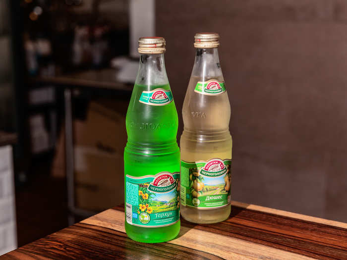 Teremok makes an effort to provide authentic Russian beverages, such as tarkhun and duches, which are tarragon and pear drinks, respectively.