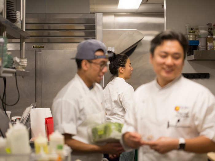 Young chefs of every ethnicity hustled in the kitchen. A diverse staff is a reflection of Chef Matsuhisa