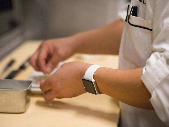 I took a break and stepped in to the kitchen. I was unsurprised to find chefs wearing Apple Watches — a pretty clear indication that the restaurant is based in Silicon Valley.