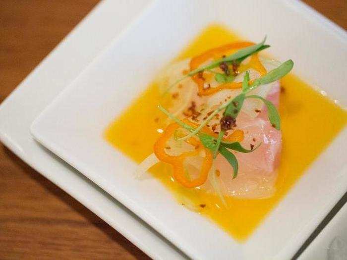 A personal favorite was the tai agave sashimi, which features thinly sliced Japanese red snapper sashimi with an aji amarillo (a Peruvian chili pepper) and agave dressing.