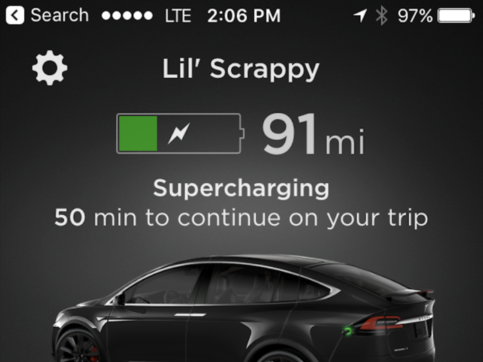 .. and keep track of how much more charge a trip will demand. The app will alert you when you