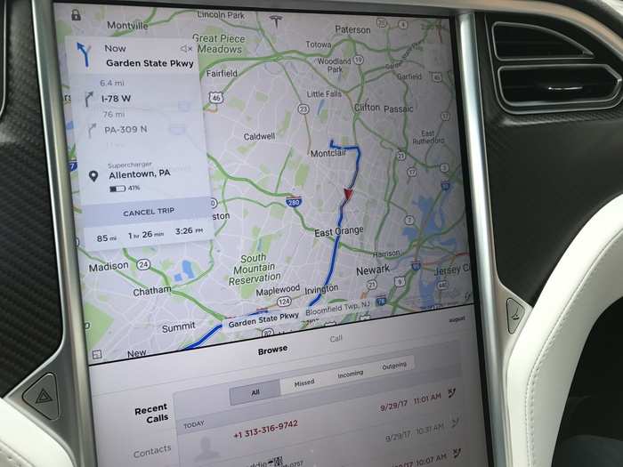 We have a nearly full battery to start out, with a range of over 250 miles (the max range is 290 miles).