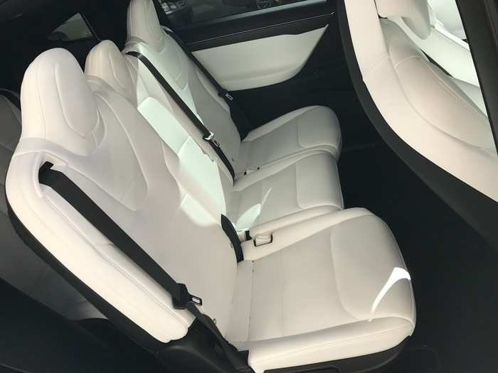 Our Model X had a three-row seating configuration — room for seven. Just not really seven adults.