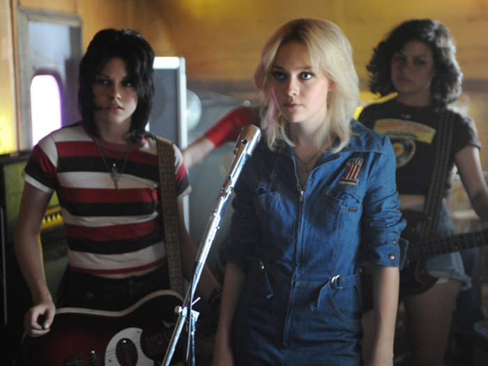 Kristen Stewart and Dakota Fanning as Joan Jett and Cherrie Currie