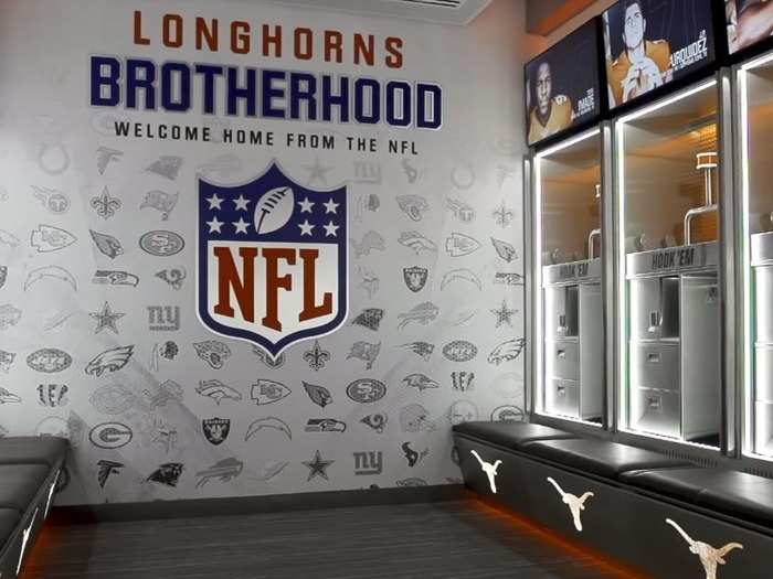 There is a not-so-subtle reminder on the back wall that the University of Texas can help players get to the NFL.