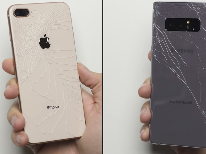 And the glass backs on both phones cracked.