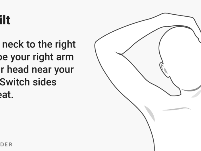 For the neck tilt, be sure to pull your left arm down toward the floor, either holding onto the chair or just pulling down.