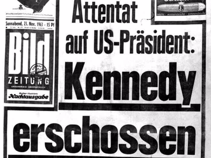 Bildzeitung newspaper in West Berlin: "Assassination of U.S. President: Kennedy Shot."