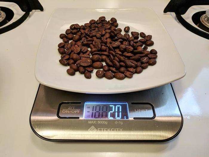 One egg coffee recipe I saw called for 20 grams of ground beans, which is enough for two standard cups. So I measured it out...