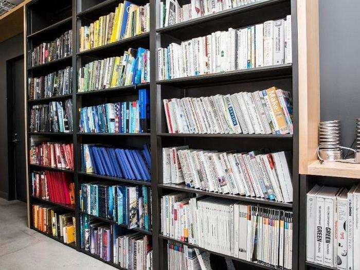 Zimmerman explained that TED staffers are endlessly curious. The color-coded bookshelf, made up primarily of books written by TED speakers, is the first indication.