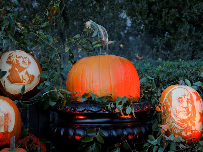 Halloween decorations of previous presidents were scattered across the area.