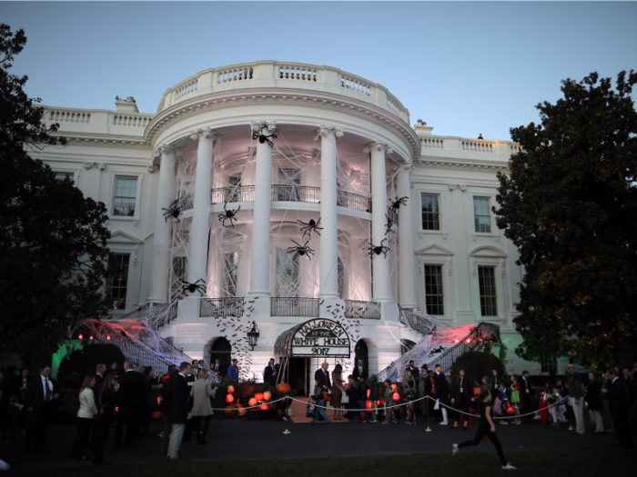 Staff transformed the White House on Halloween eve to welcome the first family