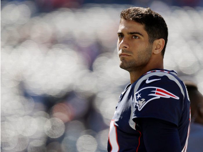 Jimmy Garoppolo was drafted by the Patriots in the second round of the 2014 draft. He started two games during Brady