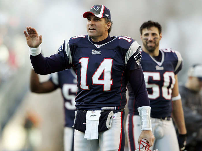 Vinny Testaverde was a 43-year-old backup to Tom Brady during the 2006 season. He threw just three passes, including one touchdown, in limited action.