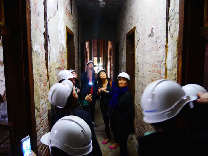 When we arrived, we met our tour guide, John McInnes, and put on hard hats.