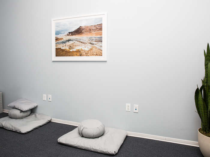 A designated meditation room provides employees with a space to collect their thoughts.