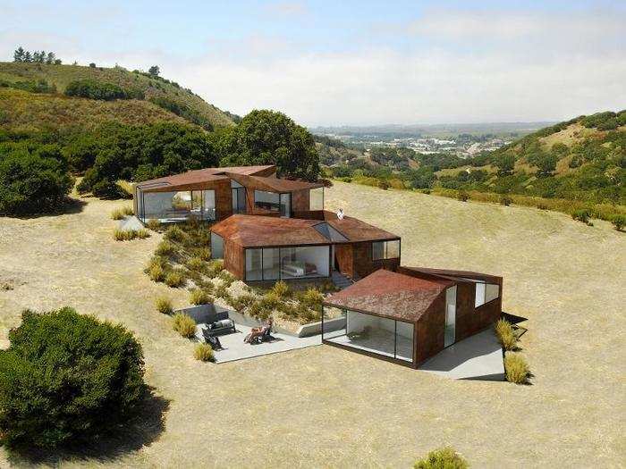 The "Moss house" concept from Larson Shores Architects is a 3,500-square-foot abode that seems to roll down the hillside like the Spanish moss that grows on the project site.