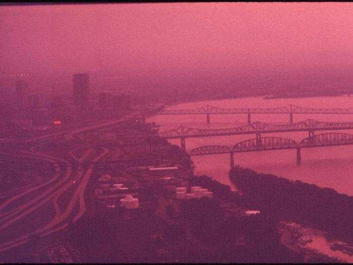 Smog hangs over Louisville, Ohio in this 1972 photo.