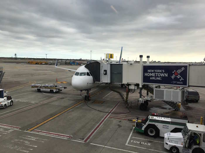 While most US airlines board in zones, JetBlue boards with passengers in the back of the plane going first. It