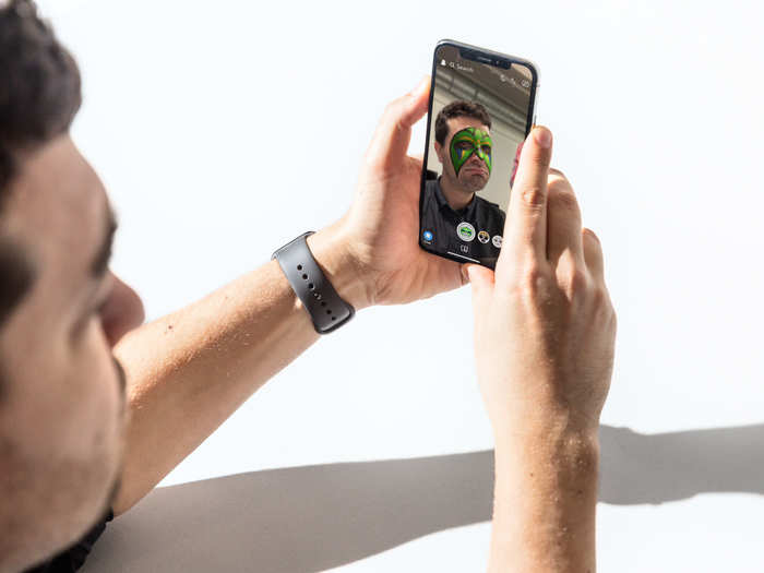 TrueDepth also enables cool tricks like augmented reality. Snapchat built some new, realistic lenses for it.