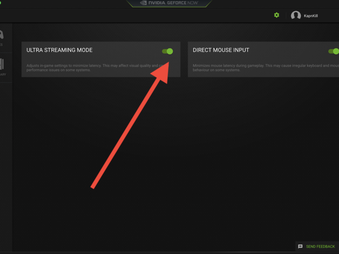 I also set the app to play games in "Ultra Streaming Mode" for the best performance.