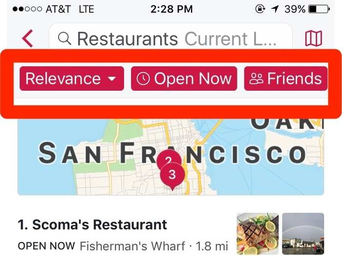 One of the things you can search for is restaurants.