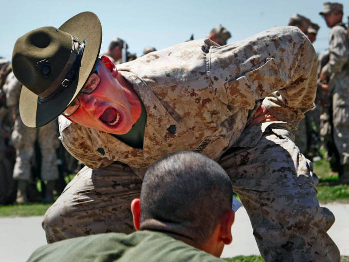 Every recruit received at Parris Island is transformed by legendary Marine drill instructors like the one pictured here. Marine recruits are typically younger than those in the Corps