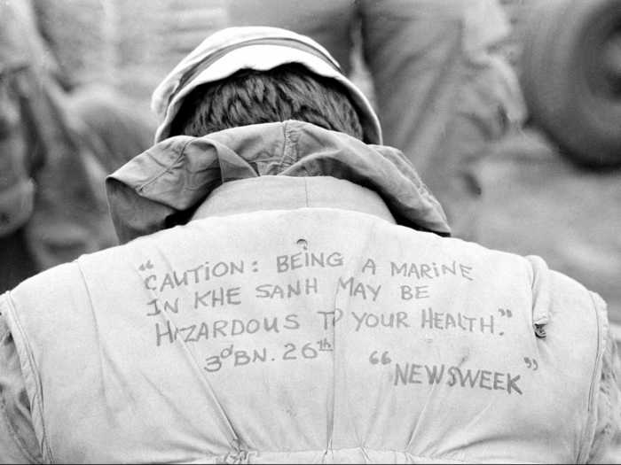 Khe Sanh, in southern Vietnam, faced the heaviest rocket and artillery attacks from the North Vietnamese. The Marine below was stationed there in 1968.