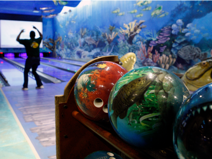 ... a 13-lane, ocean-themed bowling alley ...