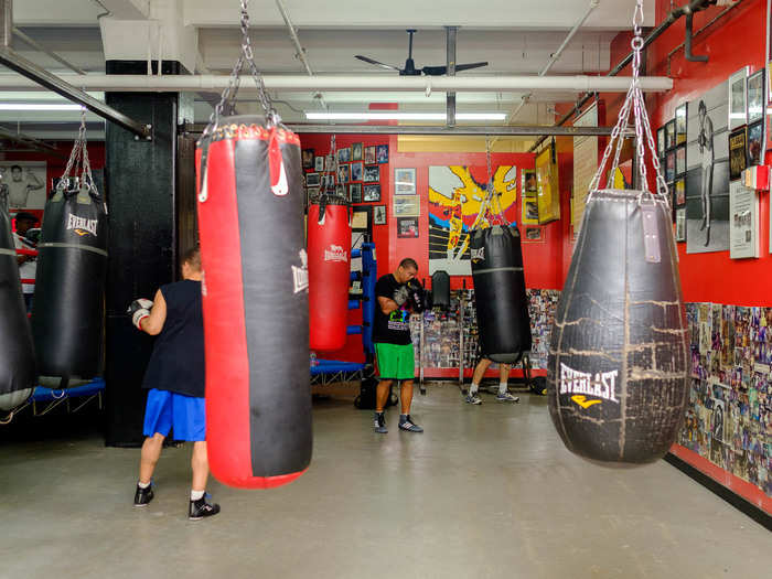 There are plenty of heavy bags to use. While it differs for every individual, Silverglade said that it would take most people about six months of hard training to be able to fight in amateur boxing matches. Occasionally, they run special programs for "white collar" boxing matches that get people up to speed in 12 weeks.