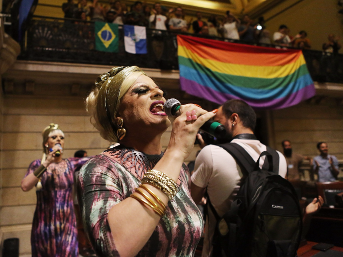 15. Brazil’s National Council of Justice ruled that same-sex couples should not be denied marriage licenses in 2013, allowing same-sex marriages to begin across the country.