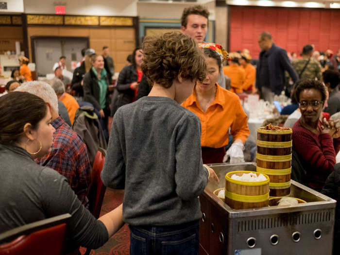 Dim sum is usually served by waitresses pushing carts. Different waitresses have different dishes. On a busy day, the most popular dishes get sold out before they reach the whole hall. Try to sit by the kitchen to get first dibs.