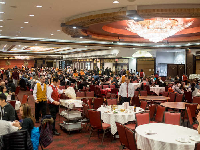 Jing Fong, like many dim sum restaurants, is massive. It doubles as a wedding banquet hall. With Chinese wedding guest lists often topping 500 people, the hall has to be able to fit every long-lost cousin and family friend you can imagine.