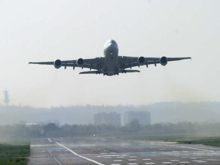 As the superjumbo took off from Airbus